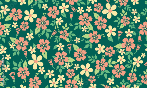 Seamless pattern background for Botanical leaf, with flower decor.