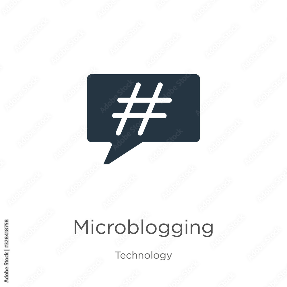 Obraz premium Microblogging icon vector. Trendy flat microblogging icon from technology collection isolated on white background. Vector illustration can be used for web and mobile graphic design, logo, eps10