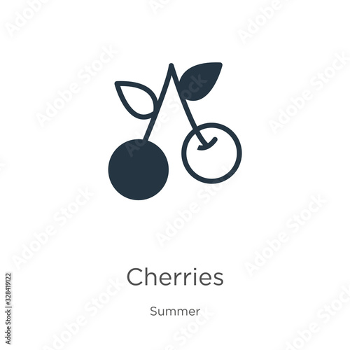 Cherries icon vector. Trendy flat cherries icon from summer collection isolated on white background. Vector illustration can be used for web and mobile graphic design, logo, eps10