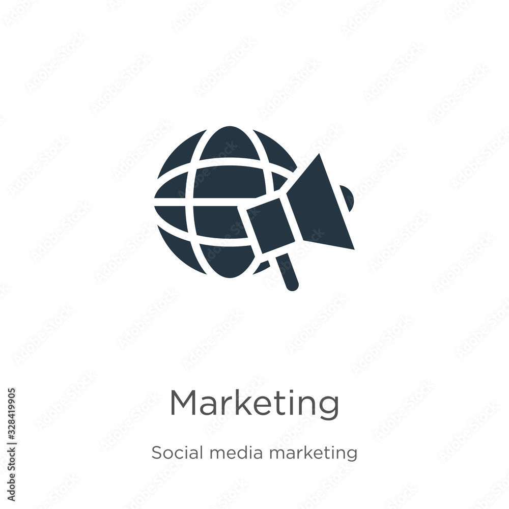 Marketing icon vector. Trendy flat marketing icon from social media marketing collection isolated on white background. Vector illustration can be used for web and mobile graphic design, logo, eps10 Marketing icon vector. Trendy flat marketing icon from social media marketing collection isolated on white background. Vector illustration can be used for web and mobile graphic design, logo, eps10