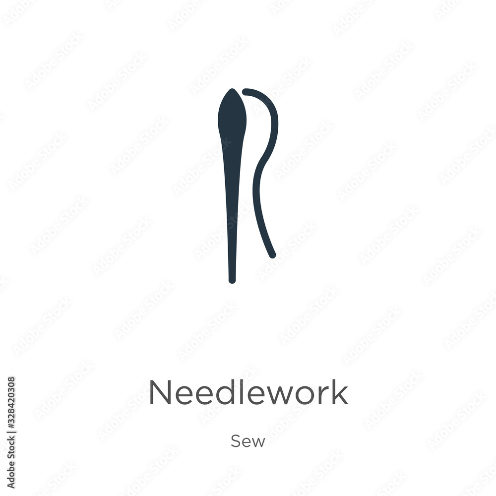 Needlework icon vector. Trendy flat needlework icon from sew collection isolated on white background. Vector illustration can be used for web and mobile graphic design, logo, eps10 Needlework icon vector. Trendy flat needlework icon from sew collection isolated on white background. Vector illustration can be used for web and mobile graphic design, logo, eps10