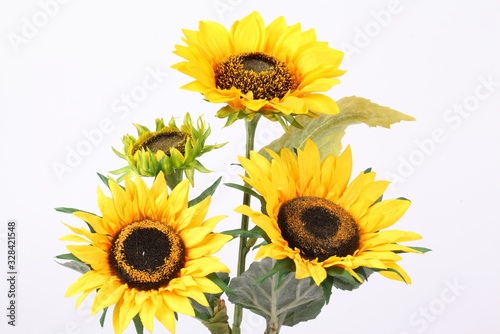 Artificial sunflower isolated on white background