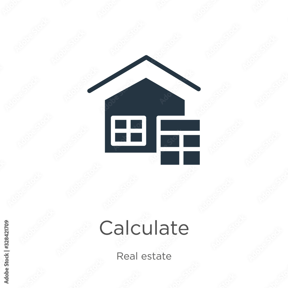 Calculate icon vector. Trendy flat calculate icon from real estate collection isolated on white background. Vector illustration can be used for web and mobile graphic design, logo, eps10 Calculate icon vector. Trendy flat calculate icon from real estate collection isolated on white background. Vector illustration can be used for web and mobile graphic design, logo, eps10