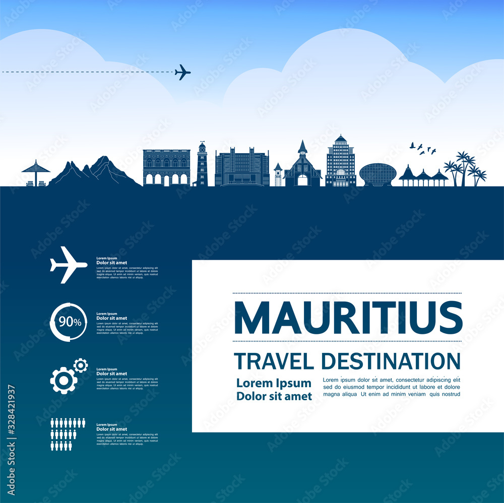 Mauritius travel destination grand vector illustration. 
