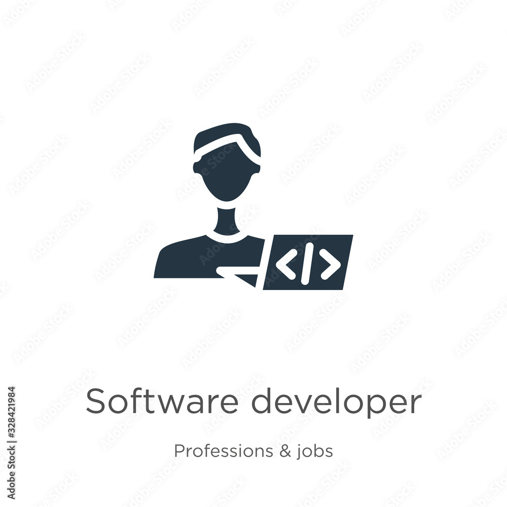 Software developer icon vector. Trendy flat software developer icon from professions collection isolated on white background. Vector illustration can be used for web and mobile graphic design, logo, Software developer icon vector. Trendy flat software developer icon from professions collection isolated on white background. Vector illustration can be used for web and mobile graphic design, logo,