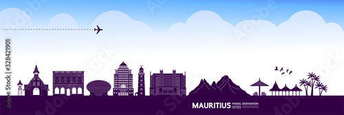 Mauritius travel destination grand vector illustration. 
