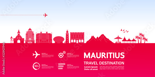Mauritius travel destination grand vector illustration. 