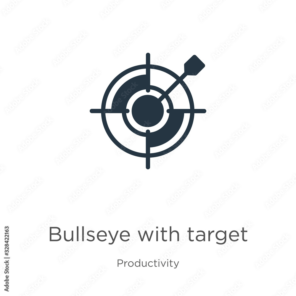 Bullseye with target symbol icon vector. Trendy flat bullseye with target symbol icon from productivity collection isolated on white background. Vector illustration can be used for web and mobile Bullseye with target symbol icon vector. Trendy flat bullseye with target symbol icon from productivity collection isolated on white background. Vector illustration can be used for web and mobile