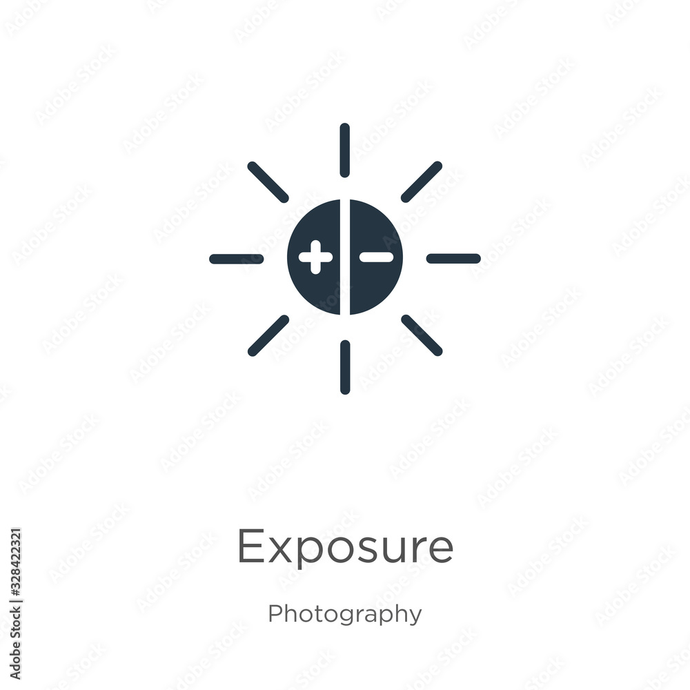 Exposure icon vector. Trendy flat exposure icon from photography collection isolated on white background. Vector illustration can be used for web and mobile graphic design, logo, eps10 Exposure icon vector. Trendy flat exposure icon from photography collection isolated on white background. Vector illustration can be used for web and mobile graphic design, logo, eps10