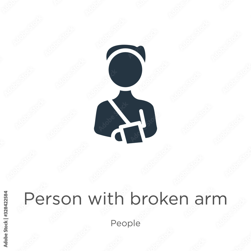 Person with broken arm icon vector. Trendy flat person with broken arm icon from people collection isolated on white background. Vector illustration can be used for web and mobile graphic design,