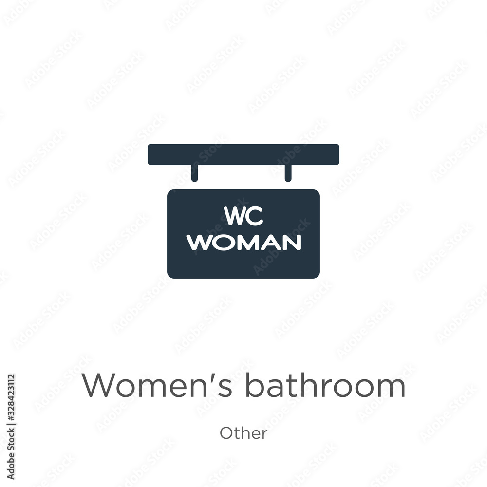 Women's bathroom icon vector. Trendy flat women's bathroom icon from other collection isolated on white background. Vector illustration can be used for web and mobile graphic design, logo, eps10 Women's bathroom icon vector. Trendy flat women's bathroom icon from other collection isolated on white background. Vector illustration can be used for web and mobile graphic design, logo, eps10