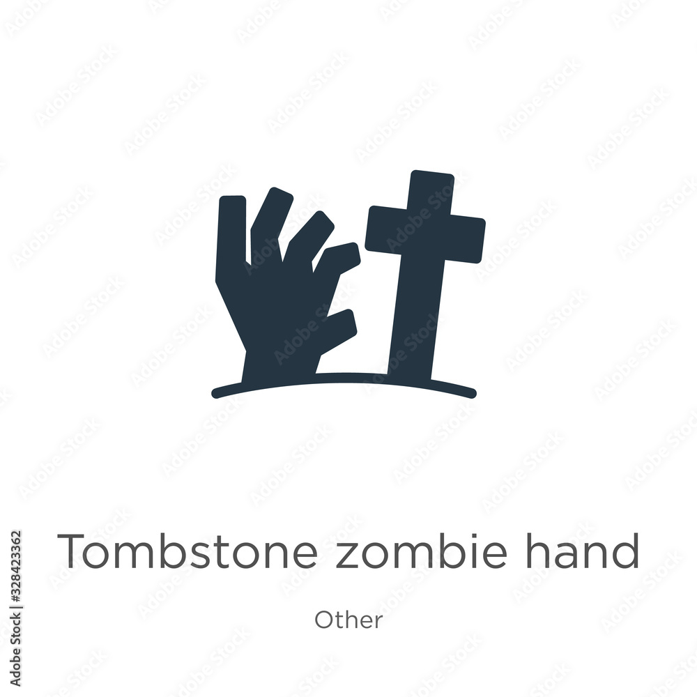 Obraz premium Tombstone zombie hand icon vector. Trendy flat tombstone zombie hand icon from other collection isolated on white background. Vector illustration can be used for web and mobile graphic design, logo,