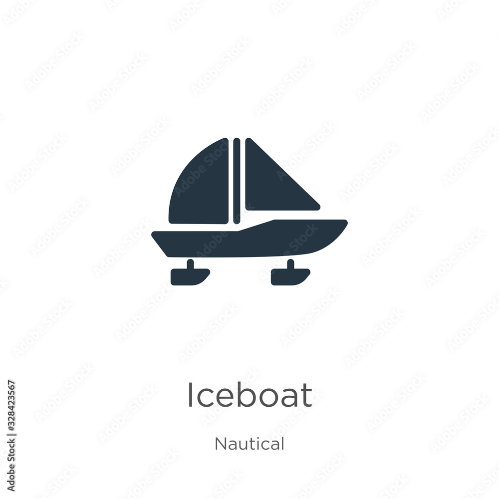 Iceboat icon vector. Trendy flat iceboat icon from nautical collection isolated on white background. Vector illustration can be used for web and mobile graphic design, logo, eps10 Iceboat icon vector. Trendy flat iceboat icon from nautical collection isolated on white background. Vector illustration can be used for web and mobile graphic design, logo, eps10