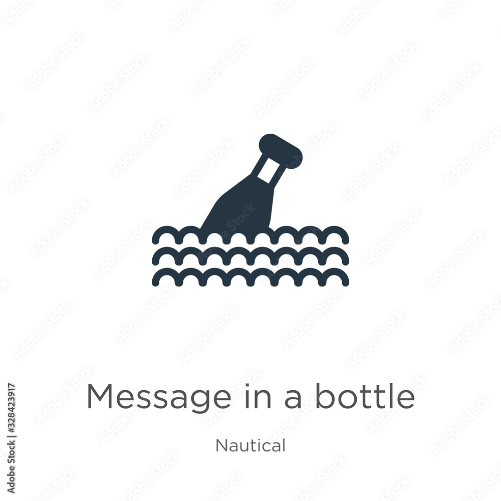 Message in a bottle icon vector. Trendy flat message in a bottle icon from nautical collection isolated on white background. Vector illustration can be used for web and mobile graphic design, logo, Message in a bottle icon vector. Trendy flat message in a bottle icon from nautical collection isolated on white background. Vector illustration can be used for web and mobile graphic design, logo,