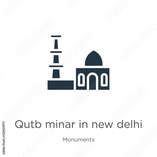 Qutb minar in new delhi icon vector. Trendy flat qutb minar in new delhi icon from monuments collection isolated on white background. Vector illustration can be used for web and mobile graphic design,