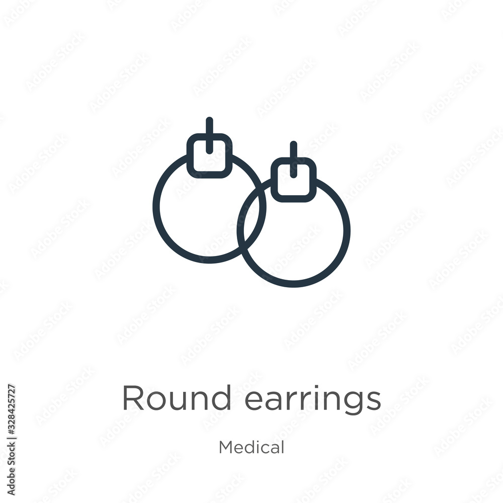 Round earrings icon vector. Trendy flat round earrings icon from medical collection isolated on white background. Vector illustration can be used for web and mobile graphic design, logo, eps10 Round earrings icon vector. Trendy flat round earrings icon from medical collection isolated on white background. Vector illustration can be used for web and mobile graphic design, logo, eps10