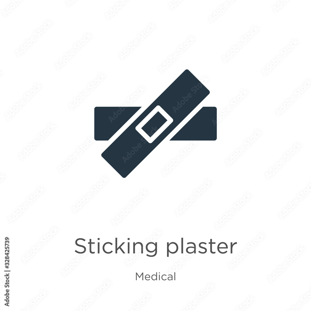Sticking plaster icon vector. Trendy flat sticking plaster icon from medical collection isolated on white background. Vector illustration can be used for web and mobile graphic design, logo, eps10 Sticking plaster icon vector. Trendy flat sticking plaster icon from medical collection isolated on white background. Vector illustration can be used for web and mobile graphic design, logo, eps10