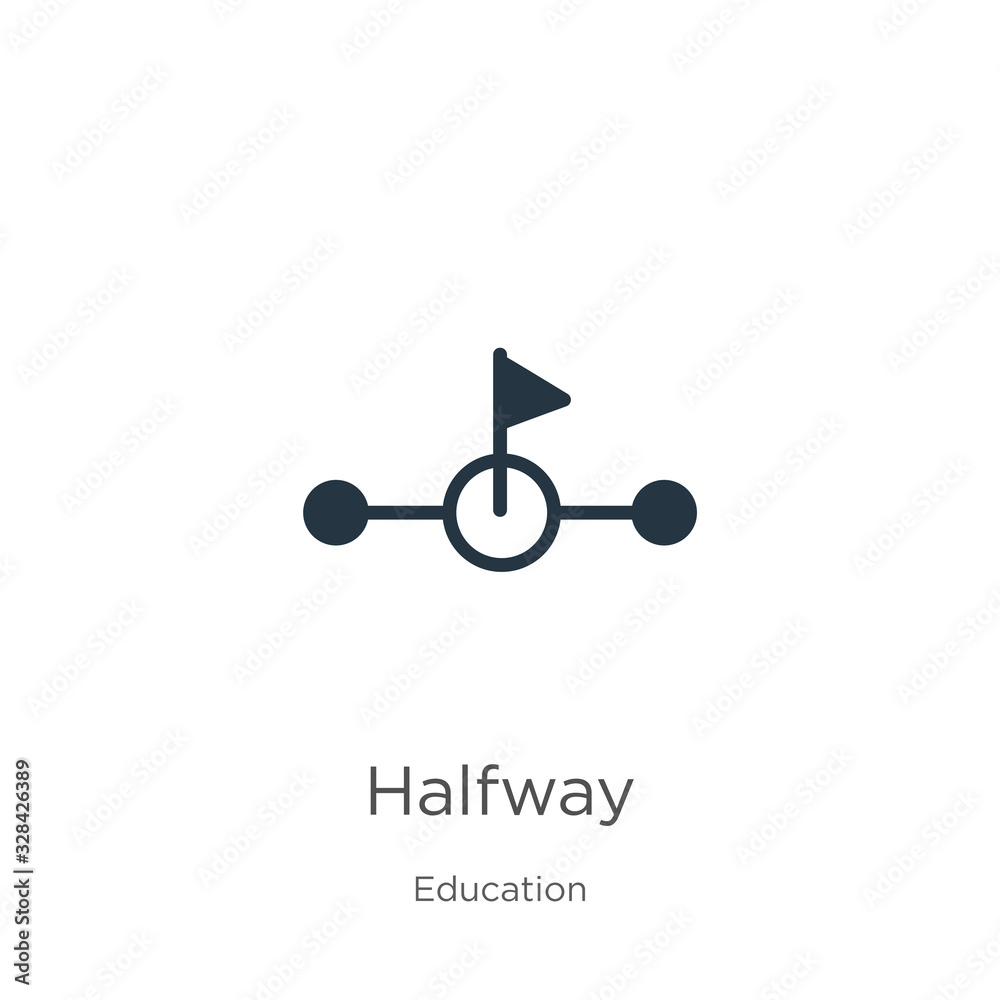 Halfway icon vector. Trendy flat halfway icon from education collection isolated on white background. Vector illustration can be used for web and mobile graphic design, logo, eps10 Halfway icon vector. Trendy flat halfway icon from education collection isolated on white background. Vector illustration can be used for web and mobile graphic design, logo, eps10