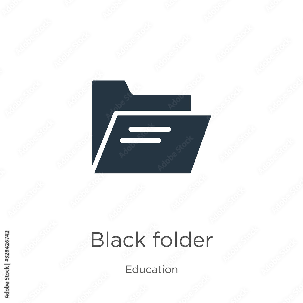 Black folder icon vector. Trendy flat black folder icon from education collection isolated on white background. Vector illustration can be used for web and mobile graphic design, logo, eps10 Black folder icon vector. Trendy flat black folder icon from education collection isolated on white background. Vector illustration can be used for web and mobile graphic design, logo, eps10