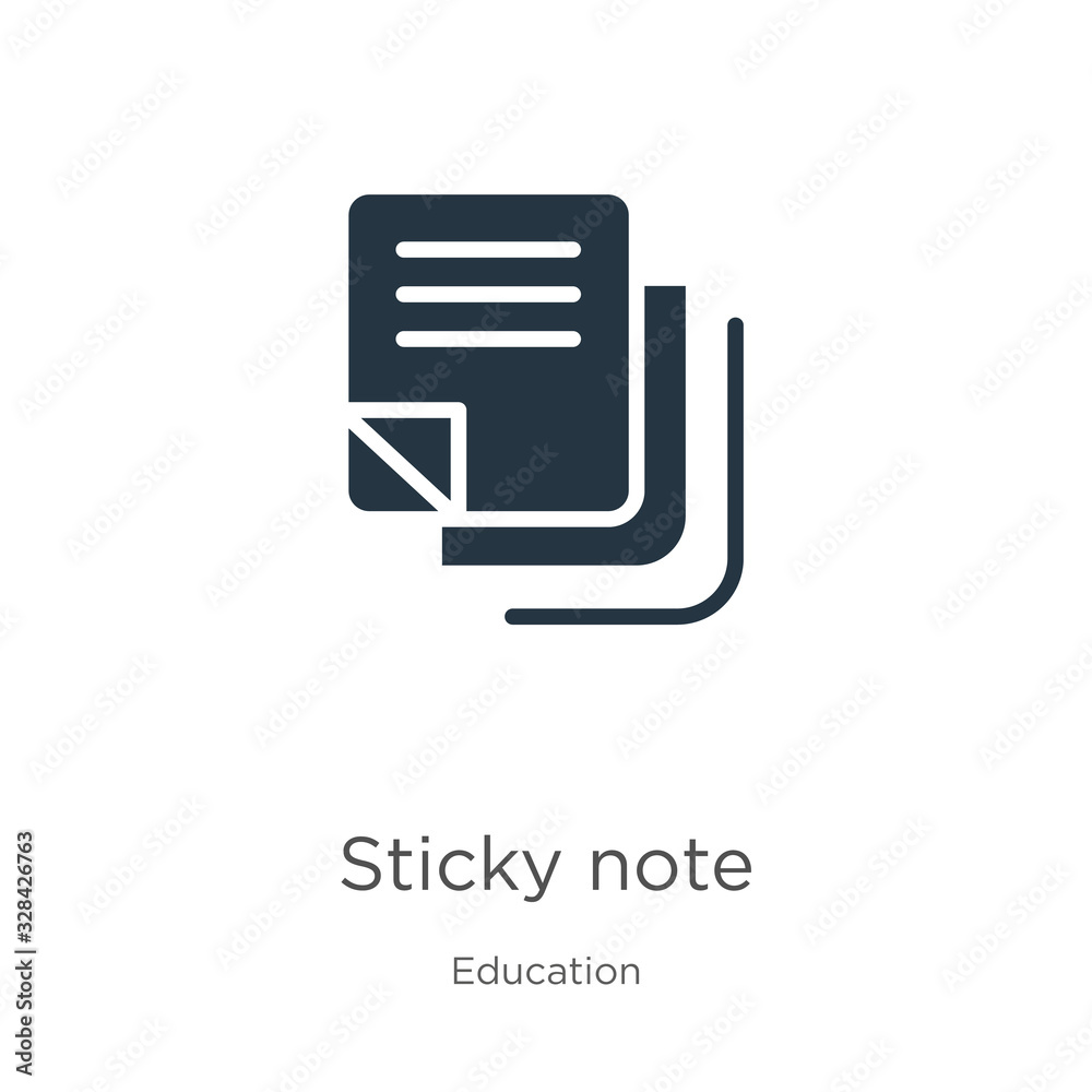 Sticky note icon vector. Trendy flat sticky note icon from education collection isolated on white background. Vector illustration can be used for web and mobile graphic design, logo, eps10 Sticky note icon vector. Trendy flat sticky note icon from education collection isolated on white background. Vector illustration can be used for web and mobile graphic design, logo, eps10