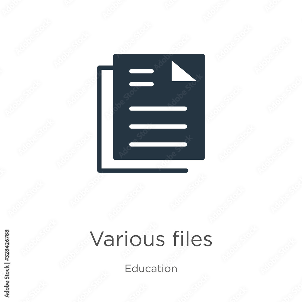 Various files icon vector. Trendy flat various files icon from education collection isolated on white background. Vector illustration can be used for web and mobile graphic design, logo, eps10 Various files icon vector. Trendy flat various files icon from education collection isolated on white background. Vector illustration can be used for web and mobile graphic design, logo, eps10
