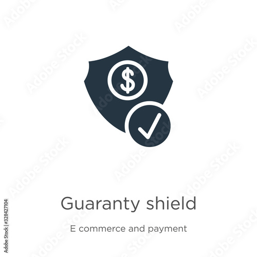 Guaranty shield icon vector. Trendy flat guaranty shield icon from e commerce and payment collection isolated on white background. Vector illustration can be used for web and mobile graphic design,