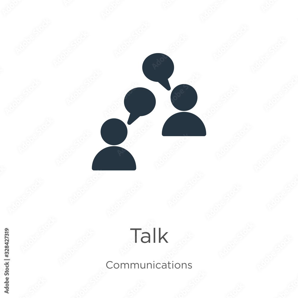 Talk icon vector. Trendy flat talk icon from communications collection isolated on white background. Vector illustration can be used for web and mobile graphic design, logo, eps10 Talk icon vector. Trendy flat talk icon from communications collection isolated on white background. Vector illustration can be used for web and mobile graphic design, logo, eps10