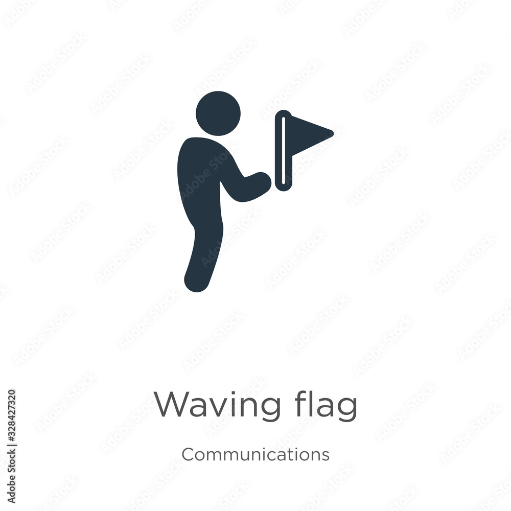 Waving flag icon vector. Trendy flat waving flag icon from communications collection isolated on white background. Vector illustration can be used for web and mobile graphic design, logo, eps10 Waving flag icon vector. Trendy flat waving flag icon from communications collection isolated on white background. Vector illustration can be used for web and mobile graphic design, logo, eps10