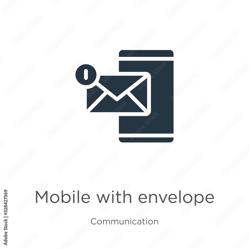 Mobile with envelope icon vector. Trendy flat mobile with envelope icon from communication collection isolated on white background. Vector illustration can be used for web and mobile graphic design,