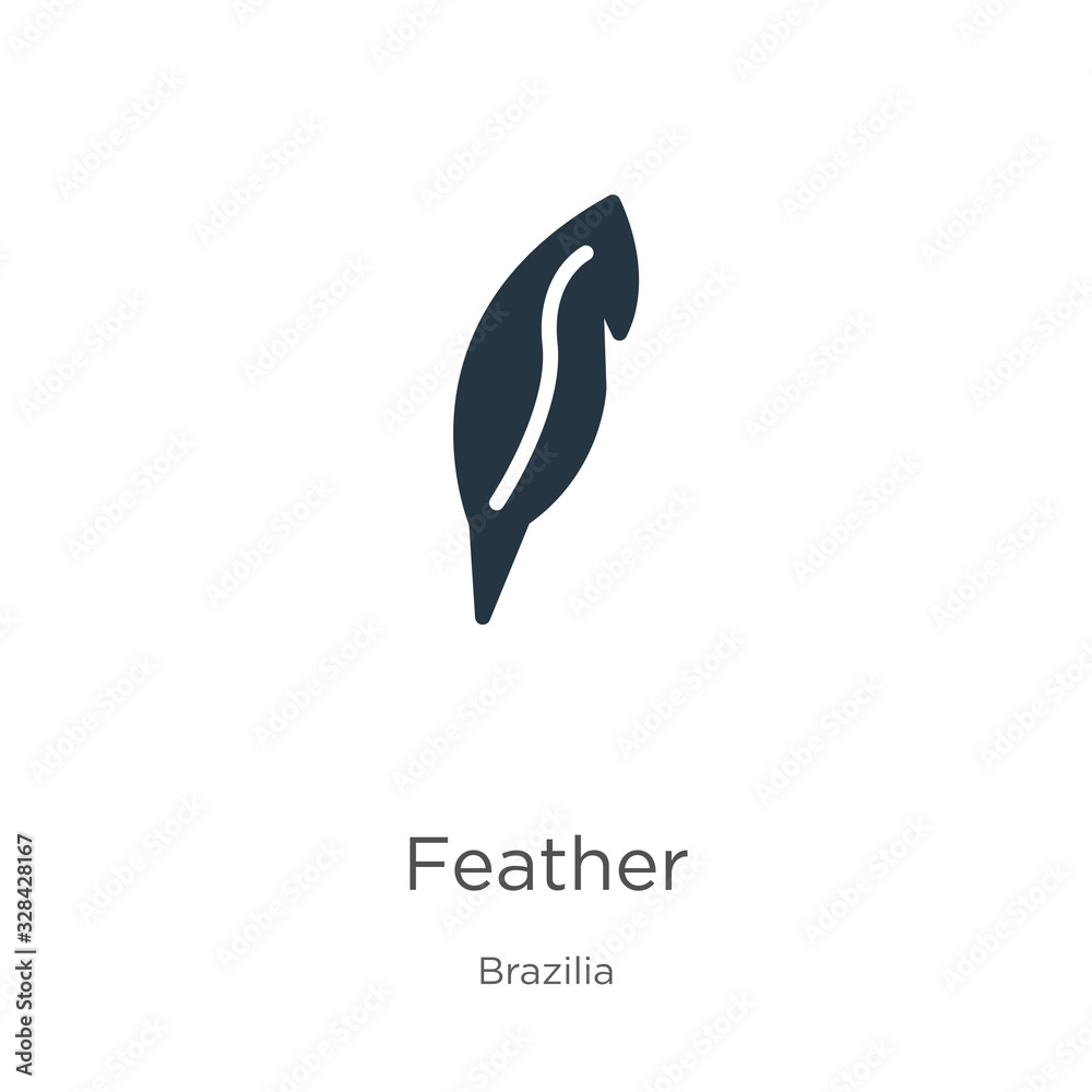Feather icon vector. Trendy flat feather icon from brazilia collection isolated on white background. Vector illustration can be used for web and mobile graphic design, logo, eps10 Feather icon vector. Trendy flat feather icon from brazilia collection isolated on white background. Vector illustration can be used for web and mobile graphic design, logo, eps10