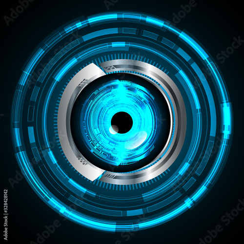 Blue eye cyber circuit future technology concept background