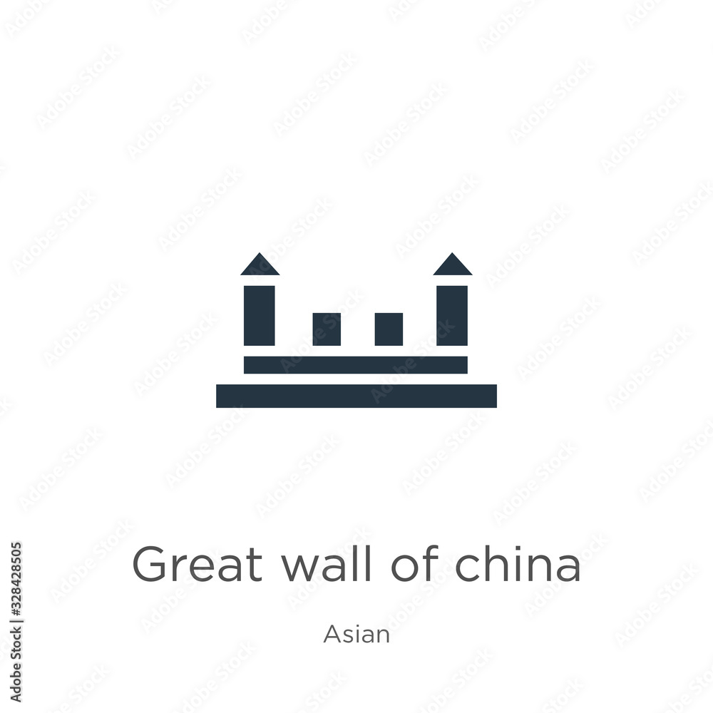 Great wall of china icon vector. Trendy flat great wall of china icon from asian collection isolated on white background. Vector illustration can be used for web and mobile graphic design, logo, eps10 Great wall of china icon vector. Trendy flat great wall of china icon from asian collection isolated on white background. Vector illustration can be used for web and mobile graphic design, logo, eps10