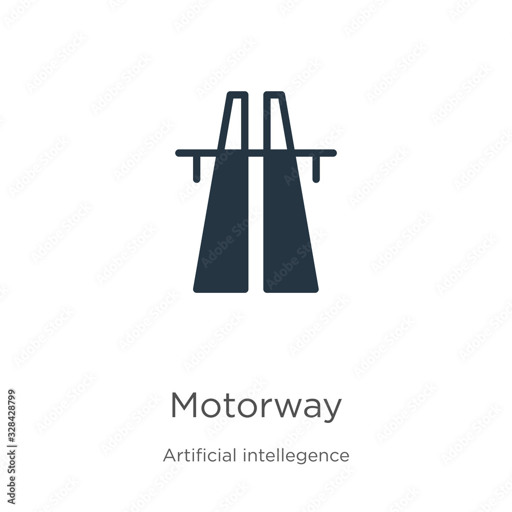 Motorway icon vector. Trendy flat motorway icon from artificial intelligence collection isolated on white background. Vector illustration can be used for web and mobile graphic design, logo, eps10 Motorway icon vector. Trendy flat motorway icon from artificial intelligence collection isolated on white background. Vector illustration can be used for web and mobile graphic design, logo, eps10