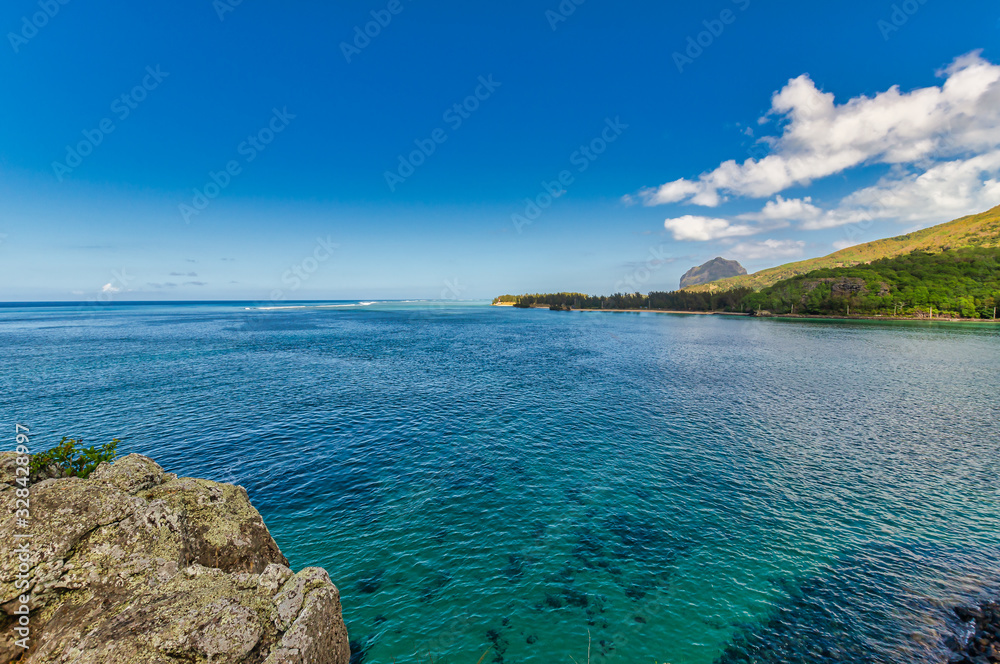 The beautiful ocean view from the Captain Matthew Flinders Monument in Mauritius.