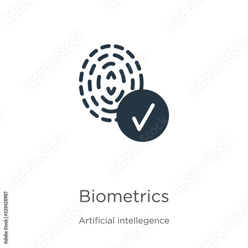 Biometrics icon vector. Trendy flat biometrics icon from artificial intellegence and future technology collection isolated on white background. Vector illustration can be used for web and mobile