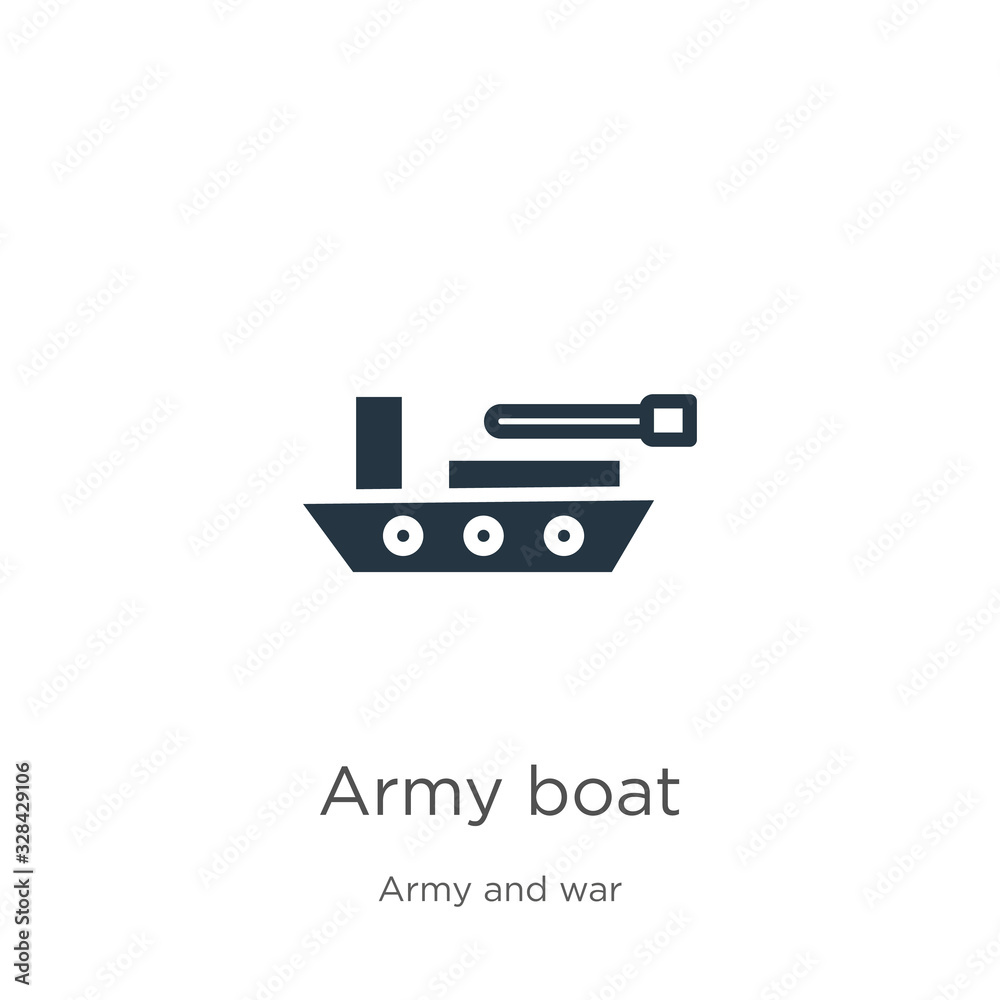 Army boat icon vector. Trendy flat army boat icon from army and war collection isolated on white background. Vector illustration can be used for web and mobile graphic design, logo, eps10 Army boat icon vector. Trendy flat army boat icon from army and war collection isolated on white background. Vector illustration can be used for web and mobile graphic design, logo, eps10