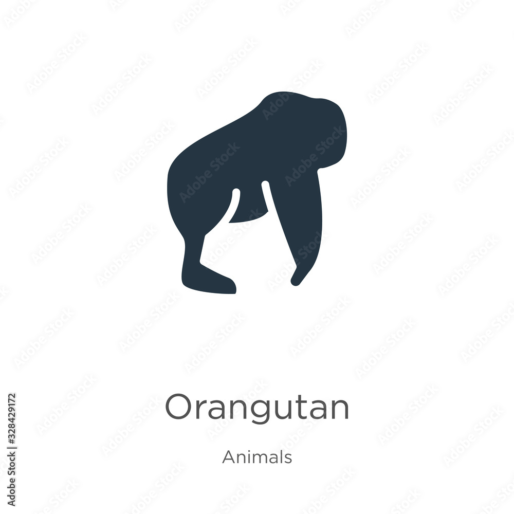 Orangutan icon vector. Trendy flat orangutan icon from animals collection isolated on white background. Vector illustration can be used for web and mobile graphic design, logo, eps10 Orangutan icon vector. Trendy flat orangutan icon from animals collection isolated on white background. Vector illustration can be used for web and mobile graphic design, logo, eps10