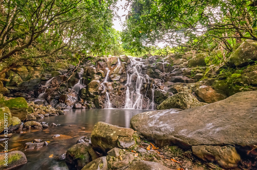The touristic cascade Chamarel waterfall  Mauritius  no person.