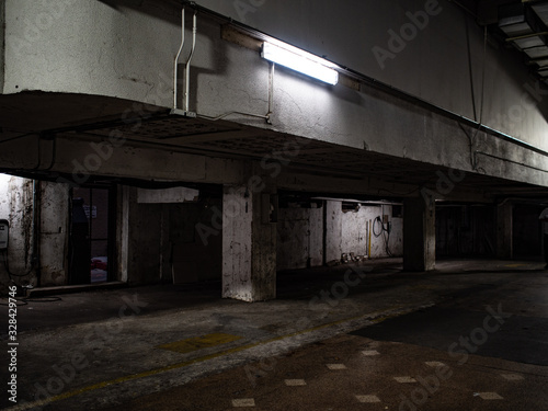 Industrial Garage with Fluorescent Lights