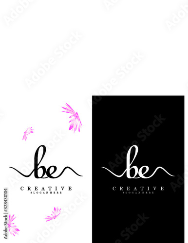 creative handwriting be,eb letter logo design vector
