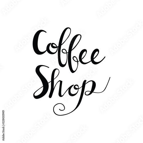 coffee shop brush text style vector