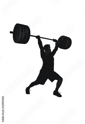 Split Jerk Olympic lifting weight training with barbell