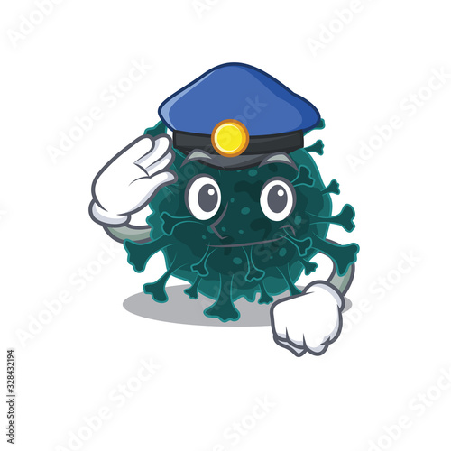 A picture of coronavirus COVID 19 performed as a Police officer