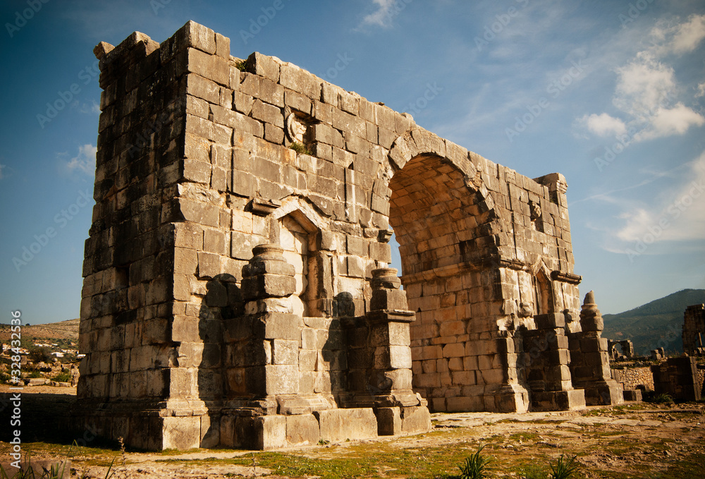 Ancient Roman ruins at an archaeological site, Volubilis, Morocco Ancient Roman ruins at an archaeological site, Volubilis, Morocco