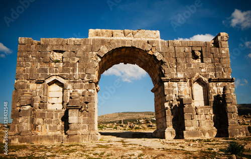 Ancient Roman ruins at an archaeological site, Volubilis, Morocco photo