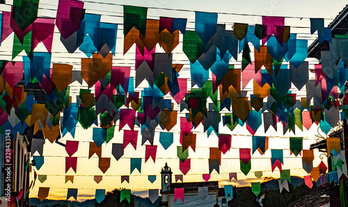  Brazilian june party (festas juninas) decoration at sunset