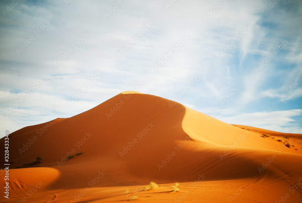 sand dunes in the Sahara Desert at sunset, Morocco
