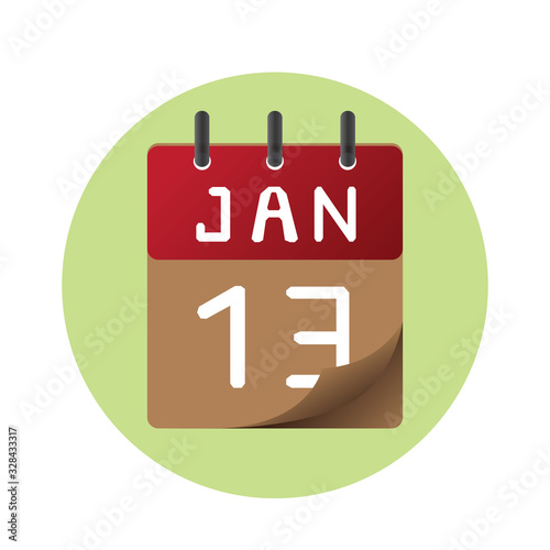 January 13, icon illustration isolated sign symbol, Appointment date, Sale promotion.