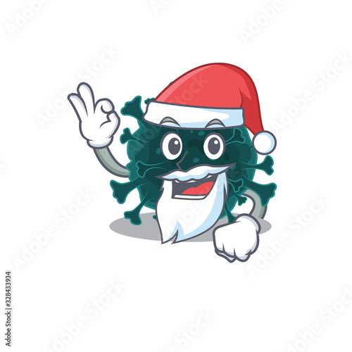 Coronavirus COVID 19 in Santa cartoon character design showing ok finger © kongvector