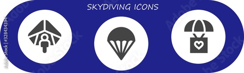 Modern Simple Set of skydiving Vector filled Icons